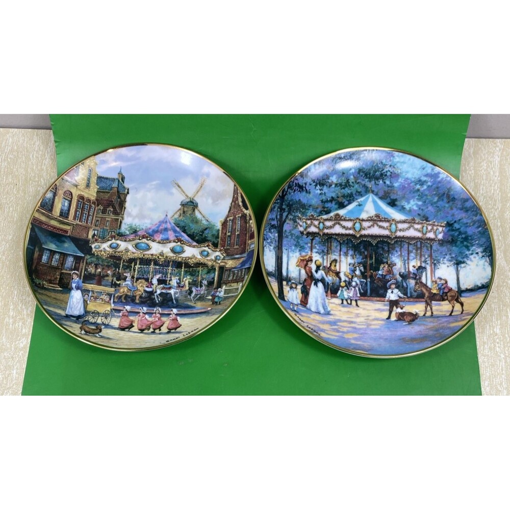 Franklin Mint Carousel Memories & Adventures 8" Plates Sandi Lebron Set of 2